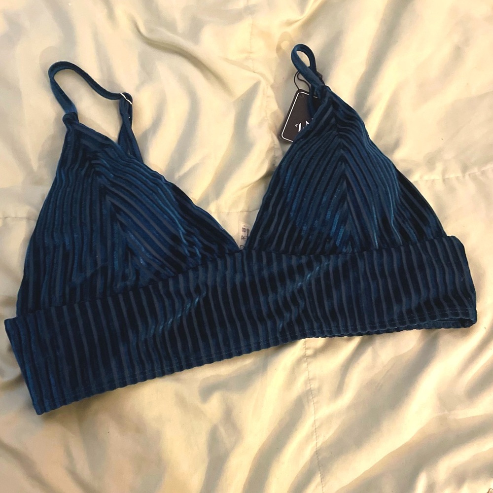 Blue triangle swim top bikini